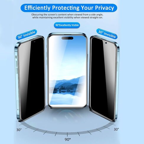 واقي شاشة للخصوصية من الزجاج المقوى [عبوة من قطعتين] لهاتف iPhone 14 Pro Max، وسادة هوائية مقاومة للكسر، حماية فائقة، مضادة للتجسس، سهلة التركيب، تغطية كاملة 6.7 بوصة in Saudi Arabia
