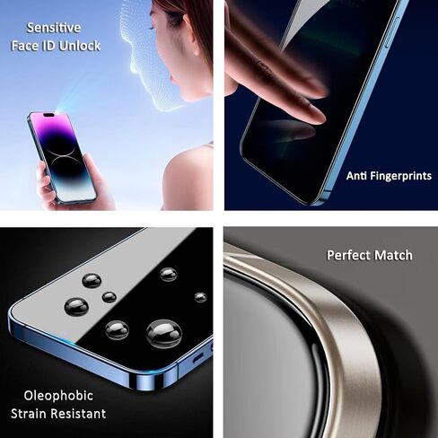 واقي شاشة للخصوصية من الزجاج المقوى [عبوة من قطعتين] لهاتف iPhone 14 Pro Max، وسادة هوائية مقاومة للكسر، حماية فائقة، مضادة للتجسس، سهلة التركيب، تغطية كاملة 6.7 بوصة in Saudi Arabia