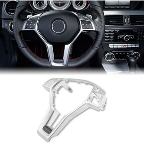 غطاء حافة عجلة القيادة طراز Bevinsee AMG متوافق مع Benz W204 C-Class E-Class A-Class، غطاء تزيين عجلة القيادة مضاد للانزلاق لتزيين السيارة وحماية عجلة القيادة فضي in Saudi Arabia