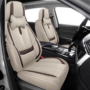 أغطية مقاعد السيارة YuCen مناسبة لسيارة Ford Edge 2010-2024 واقي مقعد جلدي مقاوم للماء وجيد التهوية، متوافق مع الوسادة الهوائية، سهل التركيب والتنظيف من الداخل التلقائي المتين (مقعدين، أسود وبني، فاخر) in Saudi Arabia