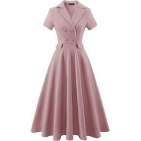 Bridesmay Vintage Cocktail Tea Party Dresses Collar Short Sleeve Fit and Flare Work Church Dress in Kuwait