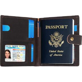 Vitus Full Grain Leather Passport Wallet, Travel Document Organizer with RFID Blocking, Dual Passport Slots, Dual Cash Pockets, Multiple Card Holders, a 60-Page Travel Notebook & Pen Included in Saudi Arabia