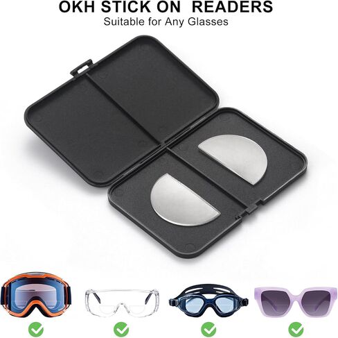 OKH Stick-on Readers, Convert Sunglasses, Goggles, or Glasses into Magnified Readers, Reusable, No Water Needed in Saudi Arabia