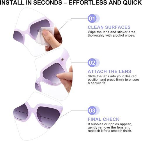 OKH Stick-on Readers, Convert Sunglasses, Goggles, or Glasses into Magnified Readers, Reusable, No Water Needed in Saudi Arabia