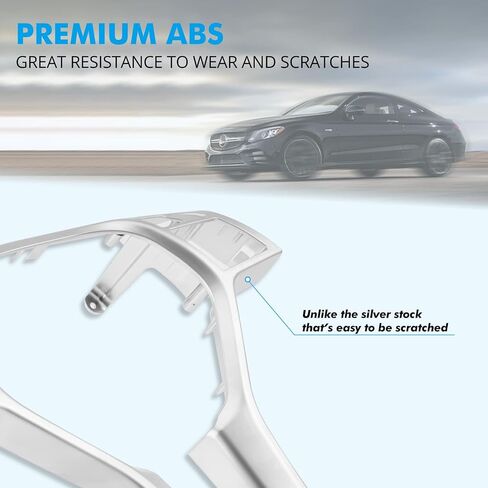 غطاء حافة عجلة القيادة طراز Bevinsee AMG متوافق مع Benz W204 C-Class E-Class A-Class، غطاء تزيين عجلة القيادة مضاد للانزلاق لتزيين السيارة وحماية عجلة القيادة فضي in Saudi Arabia