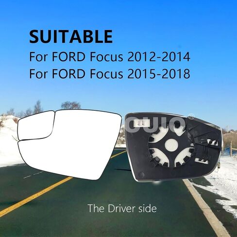 Passenger Side Mirror w/Heated Glass for Ford Focus 2012 2013 2014 2015 2016 2017 2018, Front Right Side Rear View Convex Backing Plate Power Heated Mirror Replacement Glass for Ford Focus 2012-2018 in Saudi Arabia