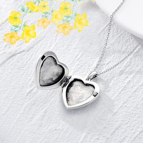 S925 Sterling Silver Heart Lockets Necklace That Holds Pictures Jewelry for Women Photo Pendant Necklace Memorial Jewelry Gift in Saudi Arabia