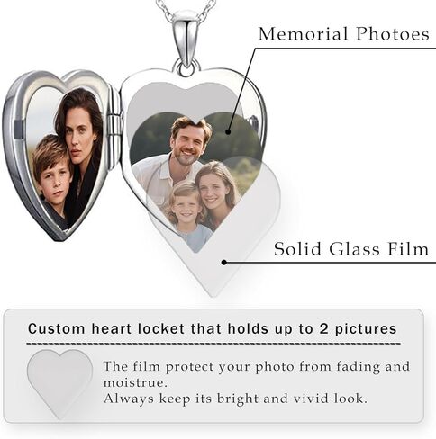 S925 Sterling Silver Heart Lockets Necklace That Holds Pictures Jewelry for Women Photo Pendant Necklace Memorial Jewelry Gift in Saudi Arabia