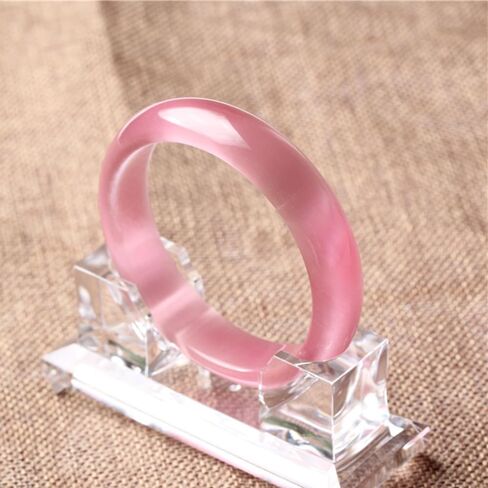 Vesppears Natural Feng Shui Deep Pink stone Bangle Bracelet for Women Genuine Fashion Safe Auspicious Fit 58-62mm in Saudi Arabia