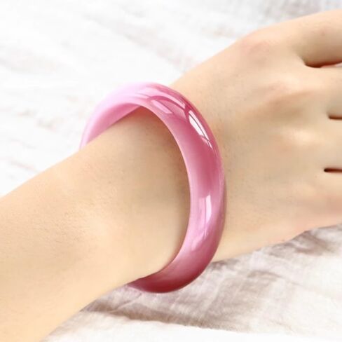 Vesppears Natural Feng Shui Deep Pink stone Bangle Bracelet for Women Genuine Fashion Safe Auspicious Fit 58-62mm in Saudi Arabia