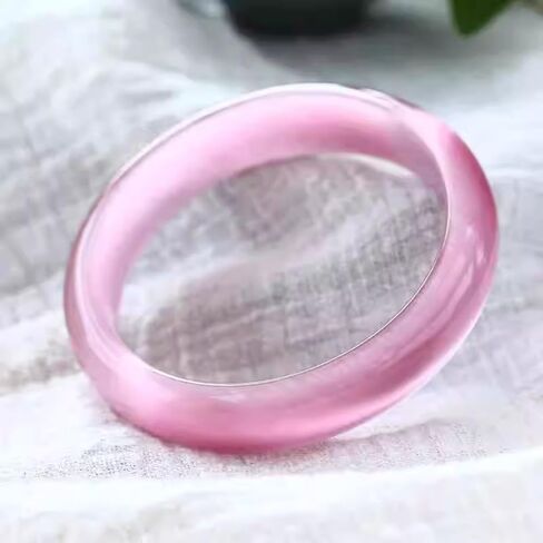 Vesppears Natural Feng Shui Deep Pink stone Bangle Bracelet for Women Genuine Fashion Safe Auspicious Fit 58-62mm in Saudi Arabia