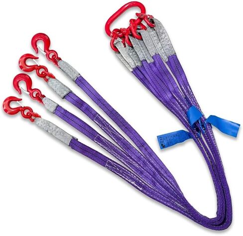 Heavy Duty Two Leg Bridle Web Sling 5ft 8800lbs Capacity Lifting Slings Straps with G80 Alloy Steel Grab Hooks Polyester Bridle Sling for Cargo Security Towing and Handling in Kuwait