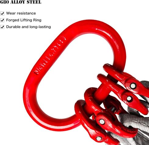 Heavy Duty Two Leg Bridle Web Sling 5ft 8800lbs Capacity Lifting Slings Straps with G80 Alloy Steel Grab Hooks Polyester Bridle Sling for Cargo Security Towing and Handling in Kuwait