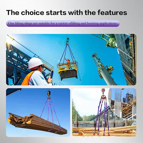 Heavy Duty Two Leg Bridle Web Sling 5ft 8800lbs Capacity Lifting Slings Straps with G80 Alloy Steel Grab Hooks Polyester Bridle Sling for Cargo Security Towing and Handling in Kuwait