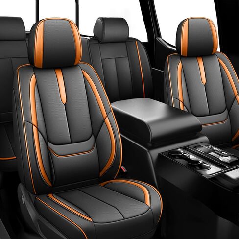 ILMO Breathable Leather Seat Covers Tailored for Chevy Trailblazer 2021-2025– Soft, Waterproof & Wear-Resistant Seat Cover– Full Coverage Chair Cover (Black&Orange, Full Set) in Saudi Arabia