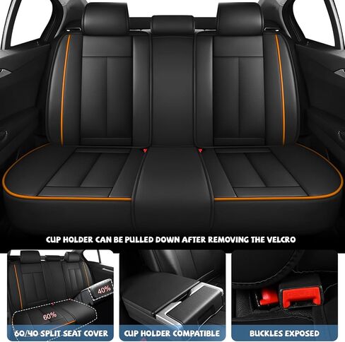 ILMO Breathable Leather Seat Covers Tailored for Chevy Trailblazer 2021-2025– Soft, Waterproof & Wear-Resistant Seat Cover– Full Coverage Chair Cover (Black&Orange, Full Set) in Saudi Arabia
