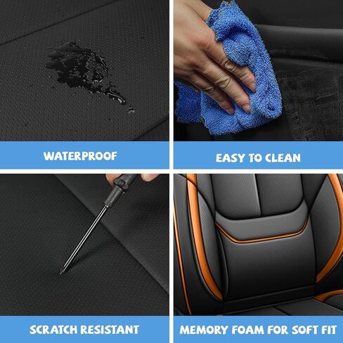 ILMO Breathable Leather Seat Covers Tailored for Chevy Trailblazer 2021-2025– Soft, Waterproof & Wear-Resistant Seat Cover– Full Coverage Chair Cover (Black&Orange, Full Set) in Saudi Arabia