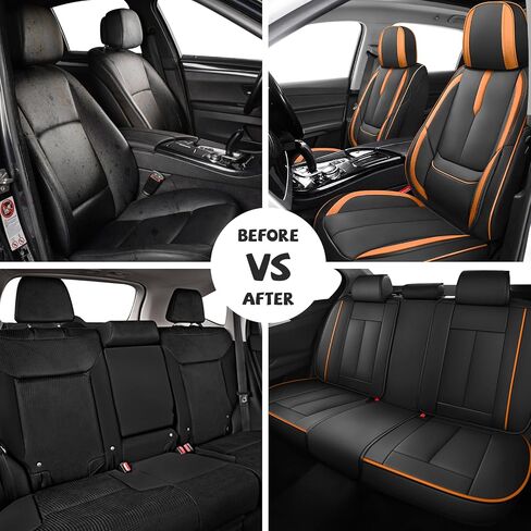 ILMO Breathable Leather Seat Covers Tailored for Chevy Trailblazer 2021-2025– Soft, Waterproof & Wear-Resistant Seat Cover– Full Coverage Chair Cover (Black&Orange, Full Set) in Saudi Arabia