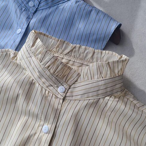 NIDMIDO Women Ruffle Mock Neck Detachable Half Blouse Shirts Fake Collar Dickey Collar Faux False Collar for Girls in Kuwait