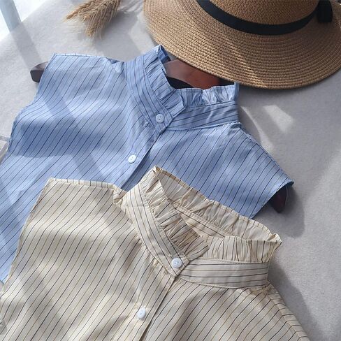 NIDMIDO Women Ruffle Mock Neck Detachable Half Blouse Shirts Fake Collar Dickey Collar Faux False Collar for Girls in Kuwait