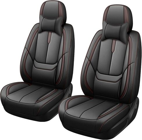 أغطية مقاعد السيارة YuCen مناسبة لسيارة Ford Edge 2010-2024 واقي مقعد جلدي مقاوم للماء وجيد التهوية، متوافق مع الوسادة الهوائية، سهل التركيب والتنظيف من الداخل التلقائي المتين (مقعدين، أسود وبني، فاخر) in Kuwait