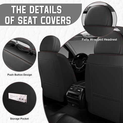 أغطية مقاعد السيارة YuCen مناسبة لسيارة Ford Edge 2010-2024 واقي مقعد جلدي مقاوم للماء وجيد التهوية، متوافق مع الوسادة الهوائية، سهل التركيب والتنظيف من الداخل التلقائي المتين (مقعدين، أسود وبني، فاخر) in Kuwait