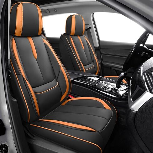أغطية مقاعد السيارة YuCen مناسبة لسيارة Ford Edge 2010-2024 واقي مقعد جلدي مقاوم للماء وجيد التهوية، متوافق مع الوسادة الهوائية، سهل التركيب والتنظيف من الداخل التلقائي المتين (مقعدين، أسود وبني، فاخر) in Saudi Arabia