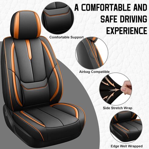 أغطية مقاعد السيارة YuCen مناسبة لسيارة Ford Edge 2010-2024 واقي مقعد جلدي مقاوم للماء وجيد التهوية، متوافق مع الوسادة الهوائية، سهل التركيب والتنظيف من الداخل التلقائي المتين (مقعدين، أسود وبني، فاخر) in Saudi Arabia