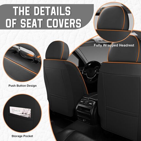 أغطية مقاعد السيارة YuCen مناسبة لسيارة Ford Edge 2010-2024 واقي مقعد جلدي مقاوم للماء وجيد التهوية، متوافق مع الوسادة الهوائية، سهل التركيب والتنظيف من الداخل التلقائي المتين (مقعدين، أسود وبني، فاخر) in Saudi Arabia