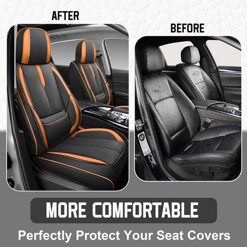 أغطية مقاعد السيارة YuCen مناسبة لسيارة Ford Edge 2010-2024 واقي مقعد جلدي مقاوم للماء وجيد التهوية، متوافق مع الوسادة الهوائية، سهل التركيب والتنظيف من الداخل التلقائي المتين (مقعدين، أسود وبني، فاخر) in Saudi Arabia