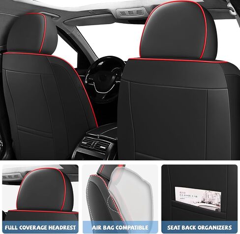 ILMO Seat Covers Tailored for Ford Fusion 2006-2020– Soft Nappa Leather Carseat Covers with Airbag Compatibility– Wear-Resistant Seats Cover (Black&Red, Front Set) in Kuwait