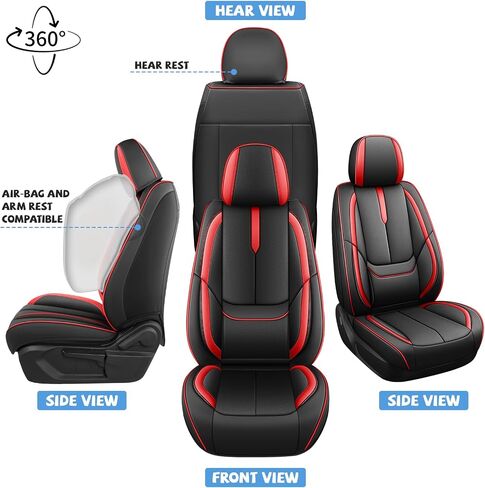 ILMO Seat Covers Tailored for Ford Fusion 2006-2020– Soft Nappa Leather Carseat Covers with Airbag Compatibility– Wear-Resistant Seats Cover (Black&Red, Front Set) in Kuwait