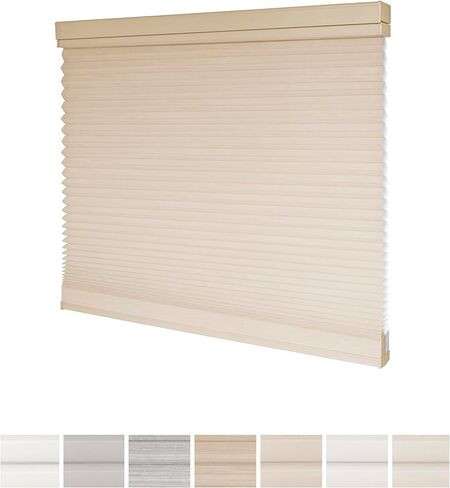 Cordless Cellular Blinds, Top Down Bottom Up Shades, Honeycomb Blinds for Indoor Windows, 9/16" Cell, Light Filtering Shades, Design Print, Moonbeam 34.5"(W) x72(H) in Saudi Arabia