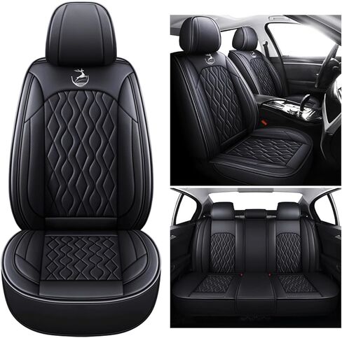 غطاء مقعد سيارة قابل للتنفس 5 قطع مناسب خصيصًا لسيارة VW Volkswagen Jetta 2007-2025 واقيات مقاعد مقاومة للتآكل وطاردة للبقع من جلد نابا (رمادي، مقعدان أماميان) in Kuwait