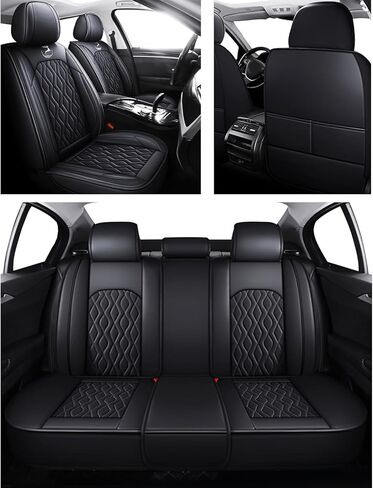 غطاء مقعد سيارة قابل للتنفس 5 قطع مناسب خصيصًا لسيارة VW Volkswagen Jetta 2007-2025 واقيات مقاعد مقاومة للتآكل وطاردة للبقع من جلد نابا (رمادي، مقعدان أماميان) in Kuwait