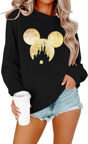 Magic Kingdom Sweatshirts For Women Colorful Castle Fairy Graphic Sweatshirt Holiday Vacation Pullover in Saudi Arabia