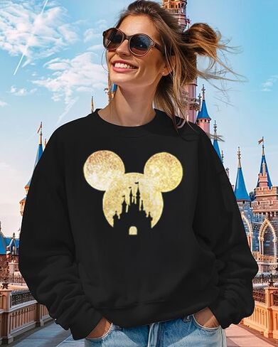 Magic Kingdom Sweatshirts For Women Colorful Castle Fairy Graphic Sweatshirt Holiday Vacation Pullover in Saudi Arabia