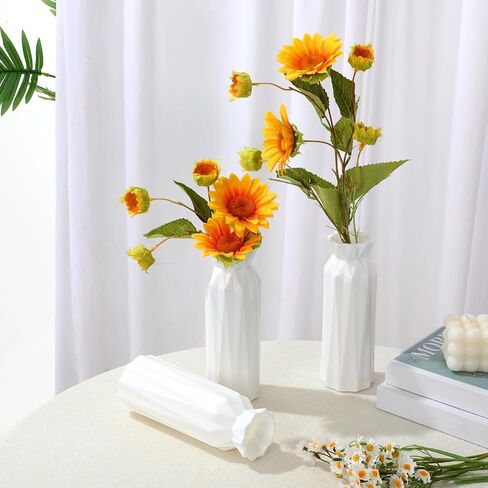 10 Pack Composite Plastic Flower Vase, 8" Tall White Conic Floral Vases for Centerpieces, Plastic Unbreakable Vases for Wedding Dinner Table Party Living Room Office Bedroom Decor in Saudi Arabia