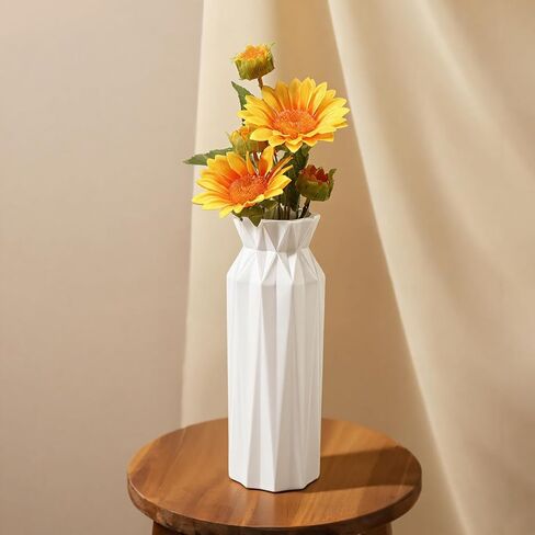 10 Pack Composite Plastic Flower Vase, 8" Tall White Conic Floral Vases for Centerpieces, Plastic Unbreakable Vases for Wedding Dinner Table Party Living Room Office Bedroom Decor in Saudi Arabia
