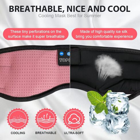 Sleep Mask with Bluetooth Headphones Wireless, TOPOINT 3D Eye Mask for Sleeping Headphones Women Men with Noise Canceling Earbuds, Thin Speaker, Blackout, 15 Hours for Travel, Meditation, CPAP Users in Kuwait