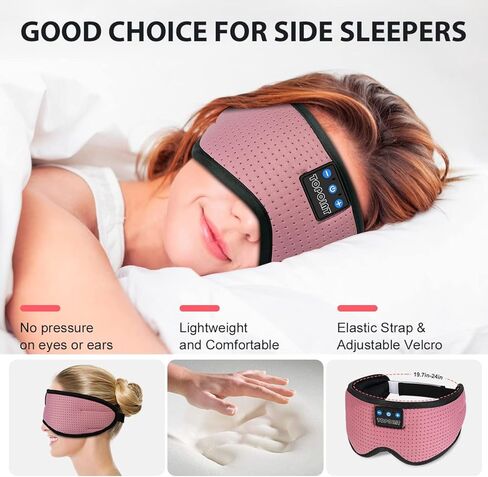 Sleep Mask with Bluetooth Headphones Wireless, TOPOINT 3D Eye Mask for Sleeping Headphones Women Men with Noise Canceling Earbuds, Thin Speaker, Blackout, 15 Hours for Travel, Meditation, CPAP Users in Kuwait