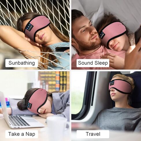 Sleep Mask with Bluetooth Headphones Wireless, TOPOINT 3D Eye Mask for Sleeping Headphones Women Men with Noise Canceling Earbuds, Thin Speaker, Blackout, 15 Hours for Travel, Meditation, CPAP Users in Kuwait