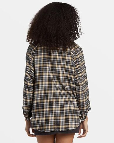 Billabong Women's Best Time Oversized Fit Button Down Long Sleeve Cotton Flannel Shirt in Saudi Arabia