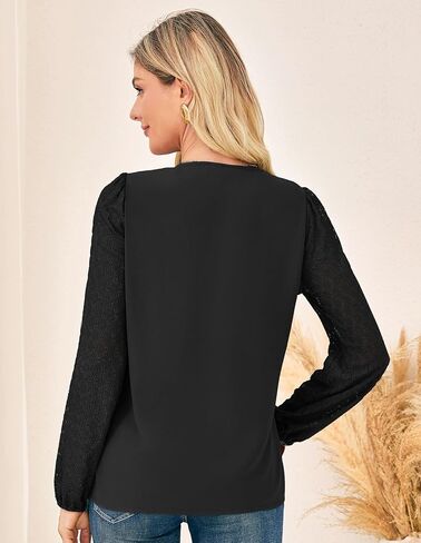 GRACE KARIN Women Tops V Neck Long Sleeve Shirts Lace Dressy Casual Business Blouses Fall Fashion 2025 in Saudi Arabia