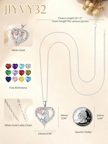 Sisters White Gold Necklaces for Women, Birthstone Pendant Jewelry Birthday Gift for Women Her Sister Bestie Close Friend BFF in Saudi Arabia