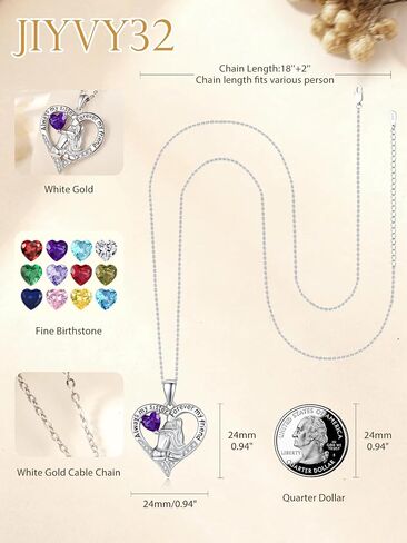 Sisters White Gold Necklaces for Women, Birthstone Pendant Jewelry Birthday Gift for Women Her Sister Bestie Close Friend BFF in Saudi Arabia