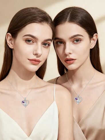 Sisters White Gold Necklaces for Women, Birthstone Pendant Jewelry Birthday Gift for Women Her Sister Bestie Close Friend BFF in Saudi Arabia
