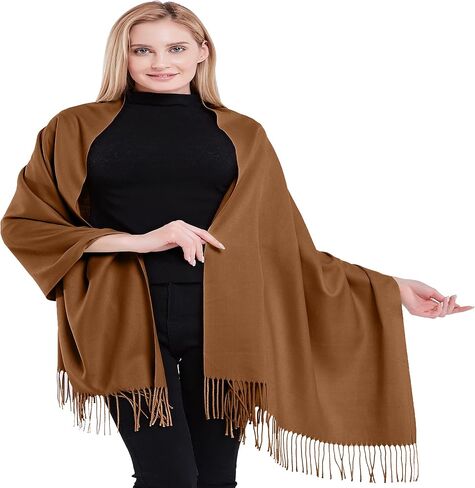 CJ Apparel Camel Brown Dark Beige Light Brown 100% Cashmere Shawl Pashmina Scarf Wrap Stole Head Wrap Hand Made in Nepal NEW in Kuwait