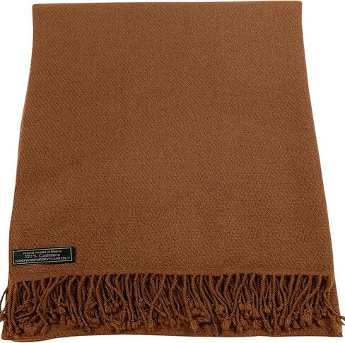 CJ Apparel Camel Brown Dark Beige Light Brown 100% Cashmere Shawl Pashmina Scarf Wrap Stole Head Wrap Hand Made in Nepal NEW in Kuwait
