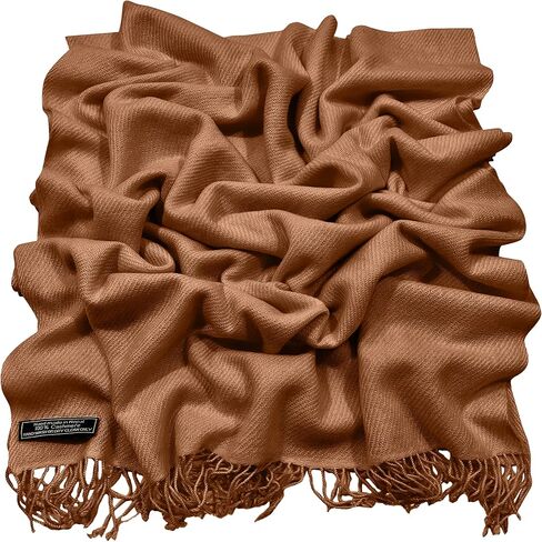 CJ Apparel Camel Brown Dark Beige Light Brown 100% Cashmere Shawl Pashmina Scarf Wrap Stole Head Wrap Hand Made in Nepal NEW in Kuwait